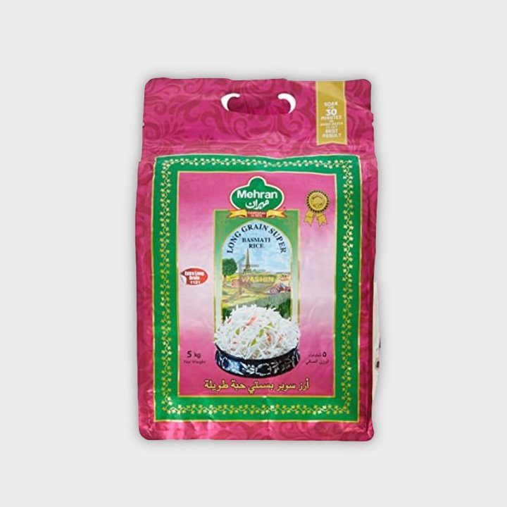 Mehran Long Grain Super Basmati Rice (Pink)– 5Kg